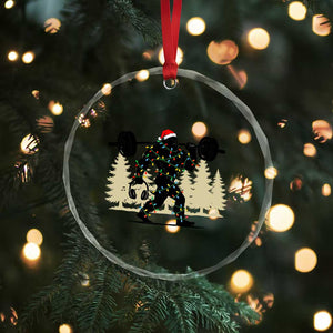 Bigfoot Gym Christmas Crystal Glass Ornament Funny Sasquatch Bodybuilding Weightlifting TS14 Print Your Wear