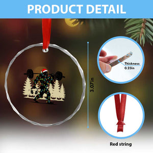 Bigfoot Gym Christmas Crystal Glass Ornament Funny Sasquatch Bodybuilding Weightlifting TS14 Print Your Wear