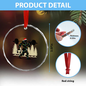 Bigfoot Gym Christmas Crystal Glass Ornament Funny Sasquatch Bodybuilding Weightlifting TS14 Print Your Wear