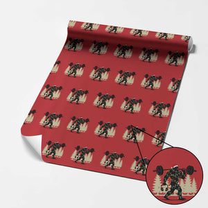 Bigfoot Gym Xmas Wrapping Paper Roll Funny Sasquatch Bodybuilding Weightlifting TS14 Red Print Your Wear