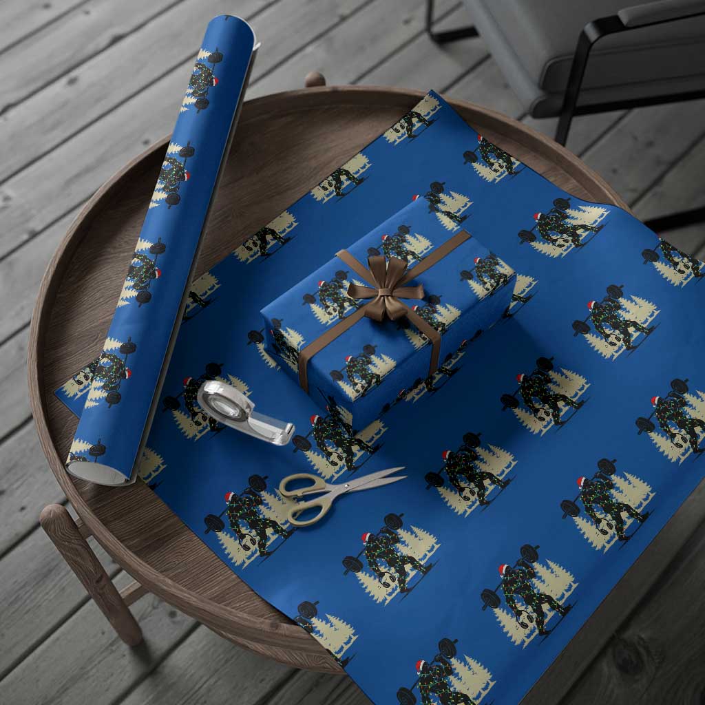 Bigfoot Gym Xmas Wrapping Paper Roll Funny Sasquatch Bodybuilding Weightlifting TS14 Blue Print Your Wear