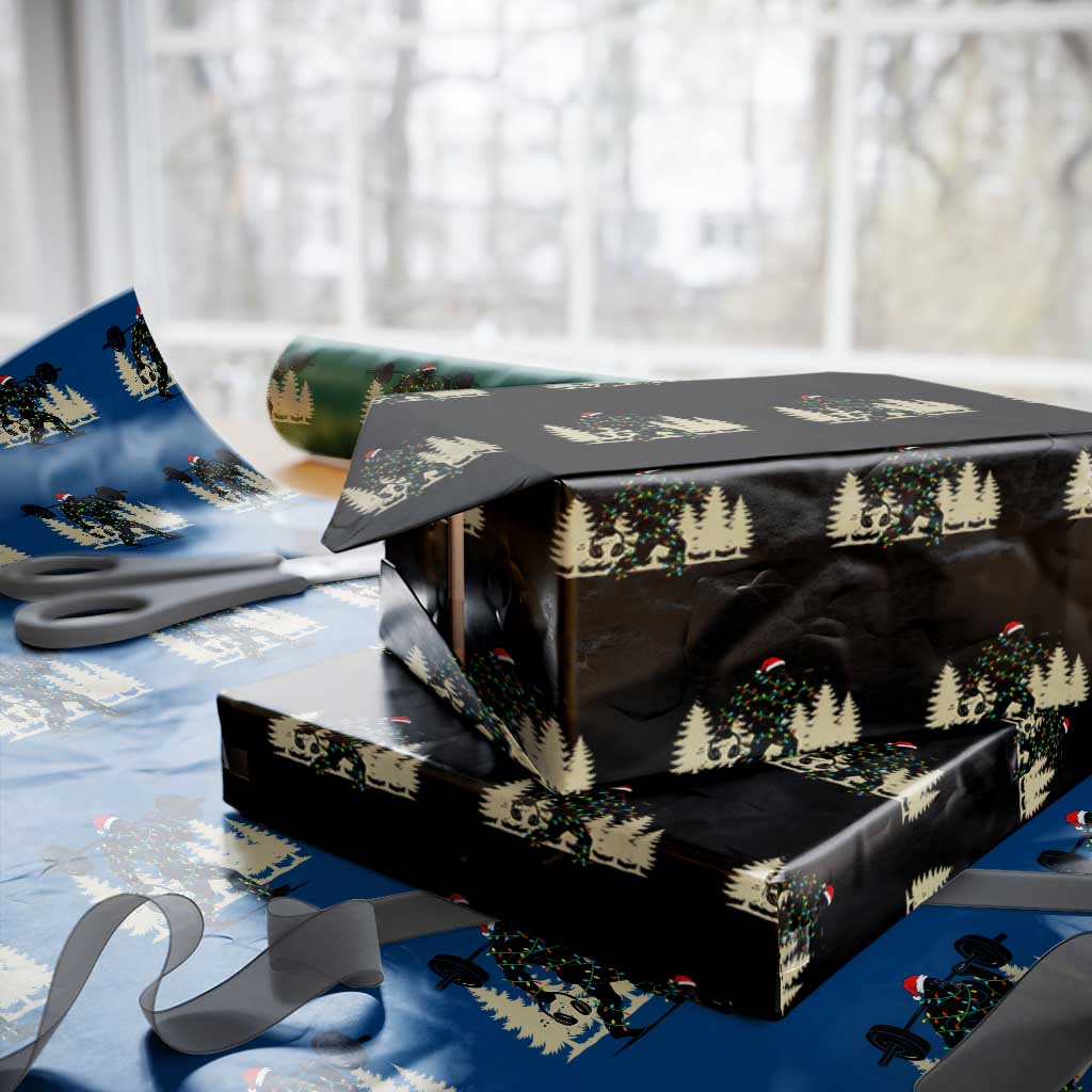 Bigfoot Gym Xmas Wrapping Paper Roll Funny Sasquatch Bodybuilding Weightlifting TS14 Black Print Your Wear