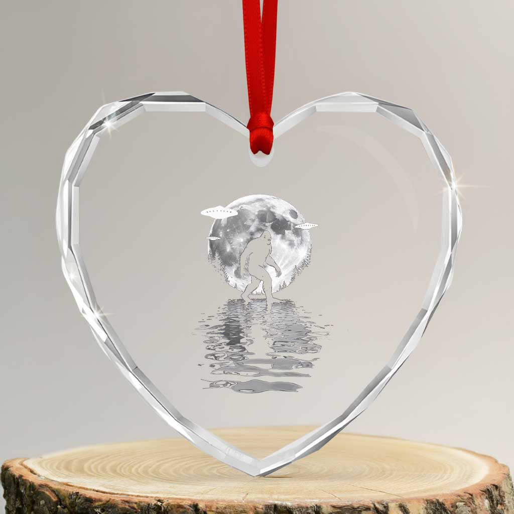 Bigfoot Heart Crystal Glass Ornament Sasquatch Under The Moon Cryptid TS02 Transparent Glass 3'' Heart Print Your Wear