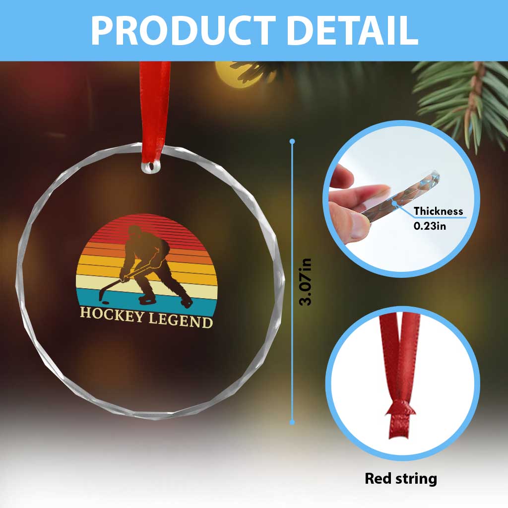 Bigfoot Hockey Legend Crystal Glass Ornament Retro Sasquatch Cryptid Player Gift TS12 Print Your Wear