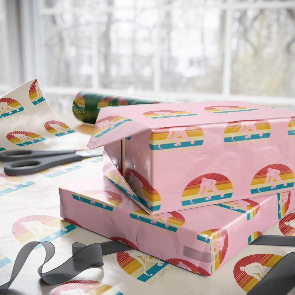 Bigfoot Hockey Legend Wrapping Paper Roll Retro Sasquatch Cryptid Player Gift TS12 Light Pink Print Your Wear
