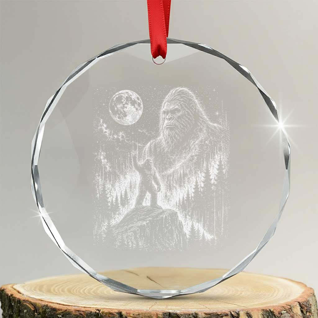Bigfoot Howling at Moon Mystical Forest Crystal Glass Ornament Funny Sasquatch Nature Lover TS11 Transparent Glass 3'' Circle Print Your Wear