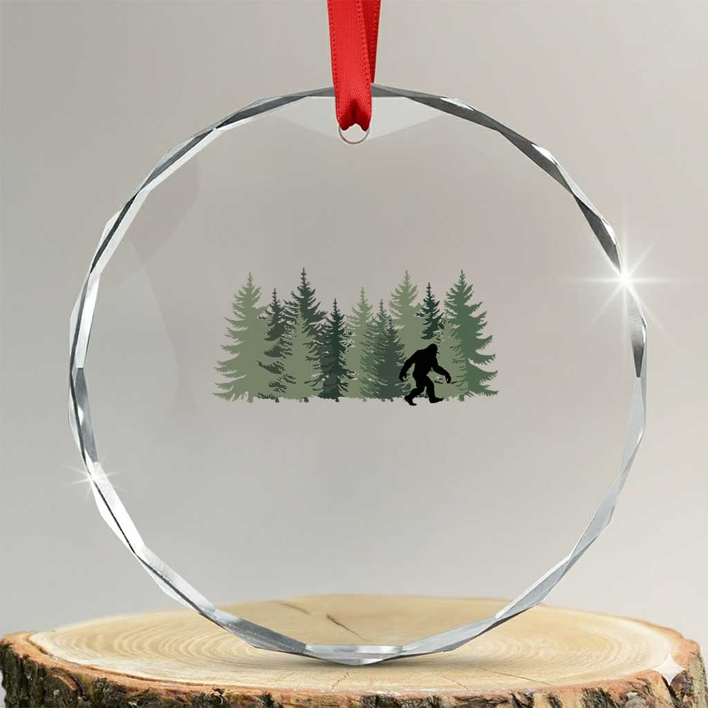 Bigfoot In The Forest Sasquatch Yeti Crystal Glass Ornament TS10 Transparent Glass 3'' Circle Print Your Wear