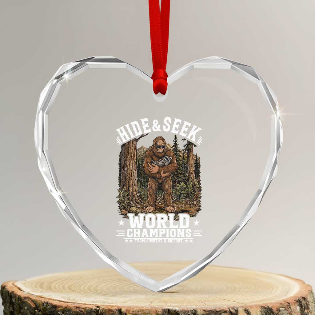 Bigfoot Jimothy The Raccoon Cryptid Animal Friendship Heart Crystal Glass Ornament Hide And Seek World Champions TS12 Transparent Glass 3'' Heart Print Your Wear
