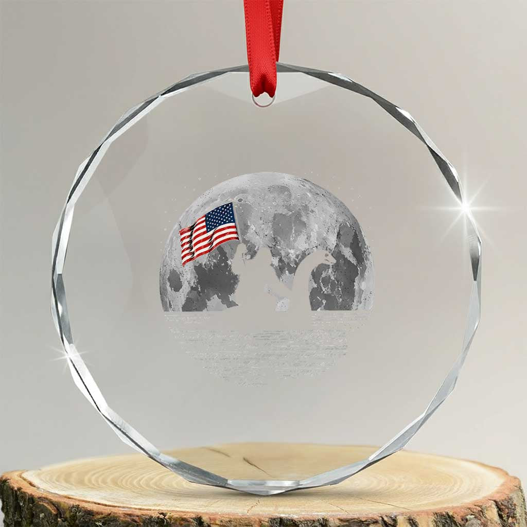 Bigfoot Loch Ness Monster 4th of July Crystal Glass Ornament Funny Cryptid Moon Night TS14 Transparent Glass 3'' Circle Print Your Wear