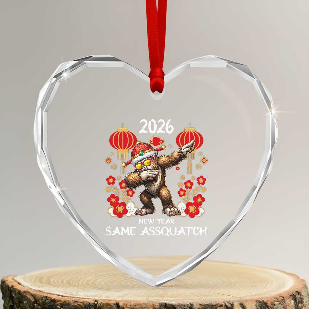 Bigfoot Lunar New Year Heart Crystal Glass Ornament Funny Same Assquatch TS12 Transparent Glass 3'' Heart Print Your Wear
