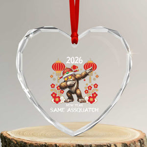 Bigfoot Lunar New Year Heart Crystal Glass Ornament Funny Same Assquatch TS12 Transparent Glass 3'' Heart Print Your Wear