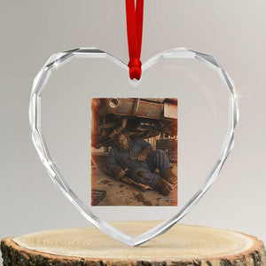 Bigfoot Mechanic Meme Heart Crystal Glass Ornament Funny Sasquatch Fixing Cars TS12 Transparent Glass 3'' Heart Print Your Wear