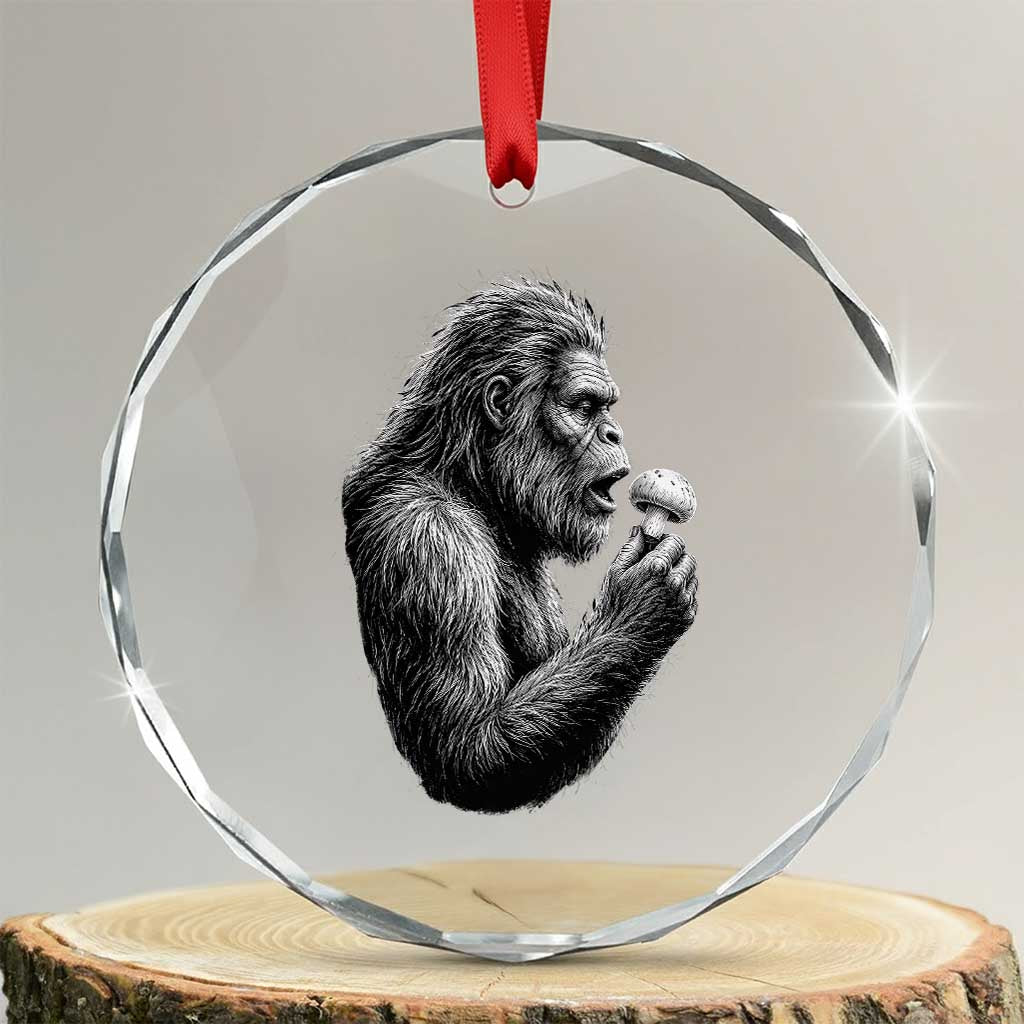 Bigfoot Mushroom Crystal Glass Ornament Vintage Sasquatch Art Mystical Nature Lover Retro TS10 Transparent Glass 3'' Circle Print Your Wear