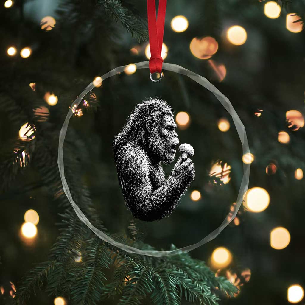 Bigfoot Mushroom Crystal Glass Ornament Vintage Sasquatch Art Mystical Nature Lover Retro