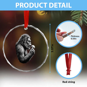 Bigfoot Mushroom Crystal Glass Ornament Vintage Sasquatch Art Mystical Nature Lover Retro