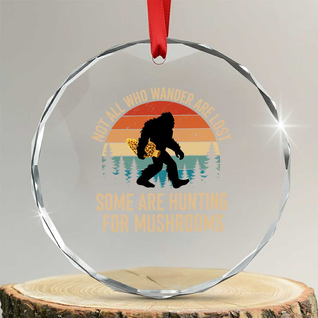 Bigfoot Mushroom Lovers Crystal Glass Ornament Retro Sasquatch Fungi Morel Mushroom TS10 Transparent Glass 3'' Circle Print Your Wear