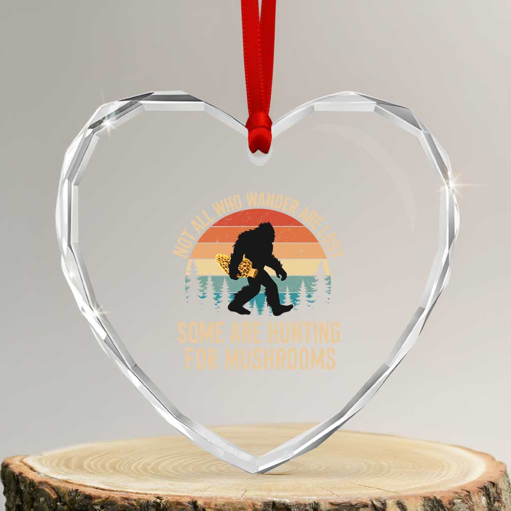Bigfoot Mushroom Lovers Heart Crystal Glass Ornament Retro Sasquatch Fungi Morel Mushroom TS10 Transparent Glass 3'' Heart Print Your Wear