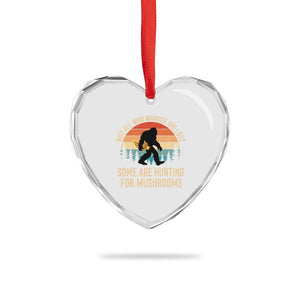 Bigfoot Mushroom Lovers Heart Crystal Glass Ornament Retro Sasquatch Fungi Morel Mushroom