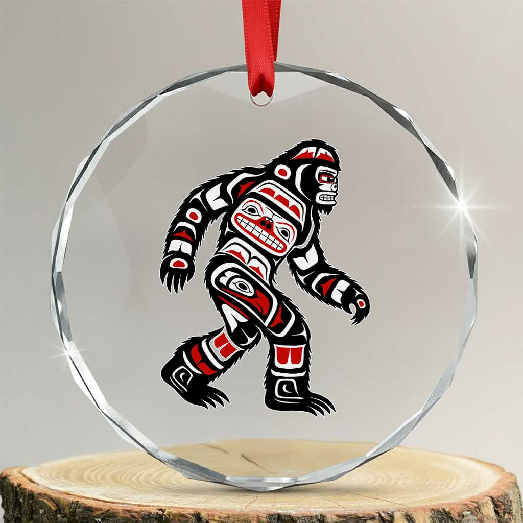Bigfoot Native American Northwest Coast Art Crystal Glass Ornament TS11 Transparent Glass 3'' Circle Print Your Wear