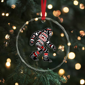 Bigfoot Native American Northwest Coast Art Crystal Glass Ornament