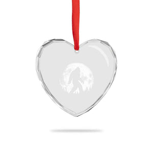 Bigfoot Night Stroll Heart Crystal Glass Ornament Cool Full Moon & Trees Sasquatch TS10 Print Your Wear