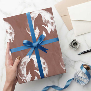 Bigfoot Night Stroll Wrapping Paper Roll Cool Full Moon & Trees Sasquatch TS10 Mocha Print Your Wear