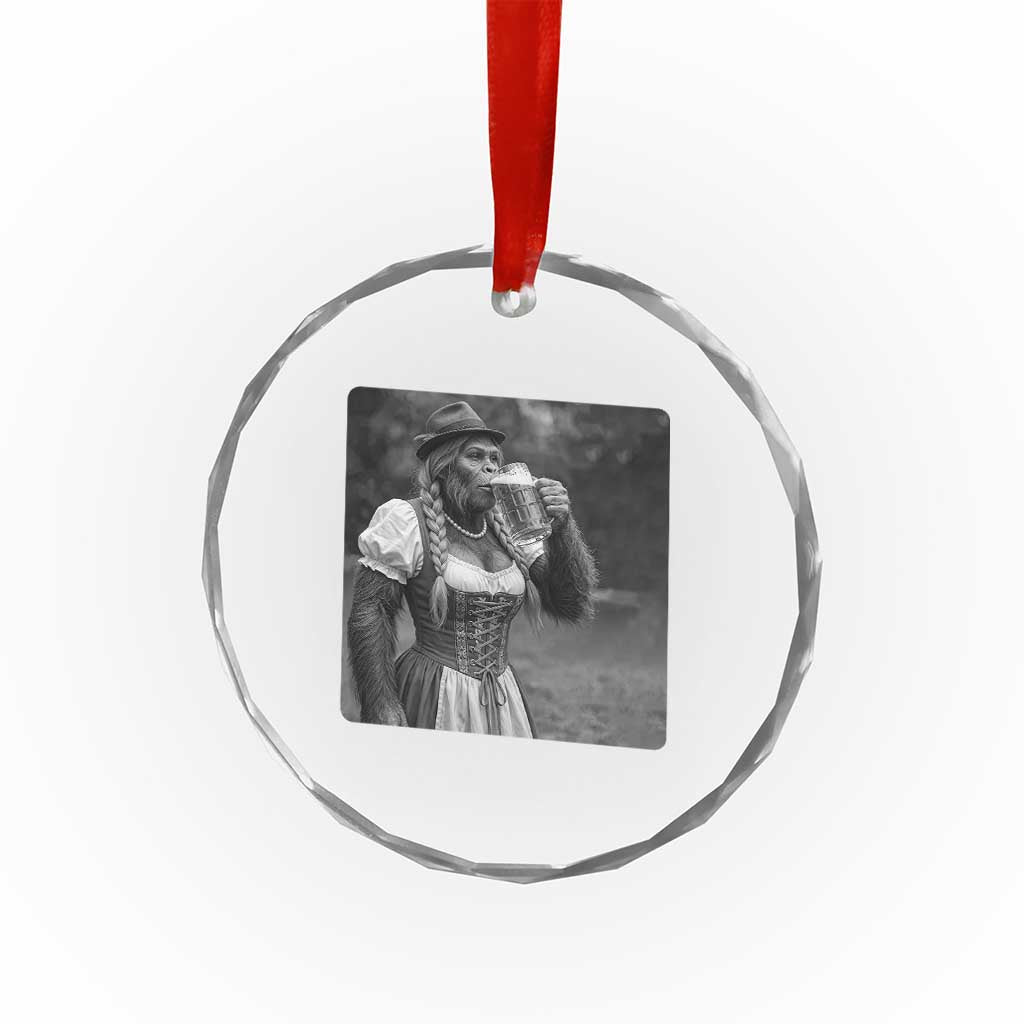 Bigfoot Oktoberfest Crystal Glass Ornament Vintage Dirndl German Beer Festival Humor