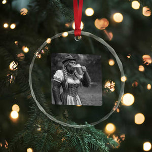 Bigfoot Oktoberfest Crystal Glass Ornament Vintage Dirndl German Beer Festival Humor
