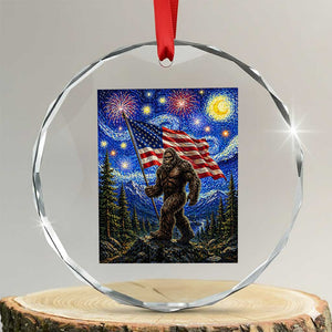 Bigfoot Patriotic 250 Years of Freedom Crystal Glass Ornament American USA Flag Stary Night TS14 Transparent Glass 3'' Circle Print Your Wear