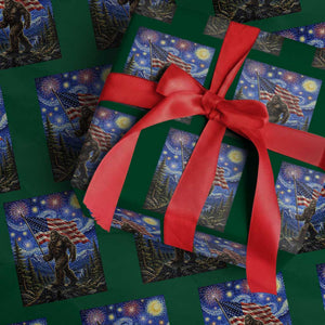 Bigfoot Patriotic 250 Years of Freedom Wrapping Paper Roll American USA Flag Stary Night TS14 Green Print Your Wear