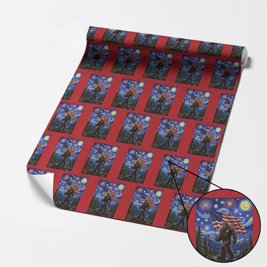 Bigfoot Patriotic 250 Years of Freedom Wrapping Paper Roll American USA Flag Stary Night TS14 Red Print Your Wear