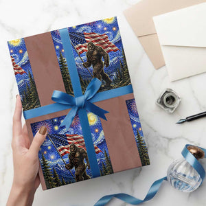 Bigfoot Patriotic 250 Years of Freedom Wrapping Paper Roll American USA Flag Stary Night TS14 Mocha Print Your Wear