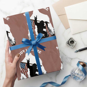 Bigfoot Patriotic American Flag Wrapping Paper Roll Funny Sasquatch A Guy Like Me Is Hard To Find TS14 Mocha Print Your Wear
