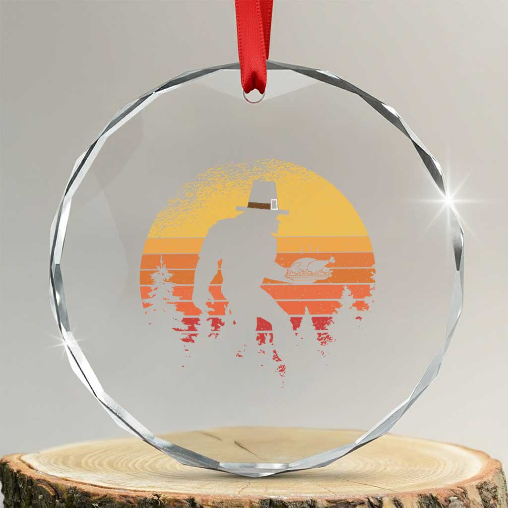 Bigfoot Pilgrim Turkey Pumpkin Thanksgiving Day Crystal Glass Ornament TS11 Transparent Glass 3'' Circle Print Your Wear