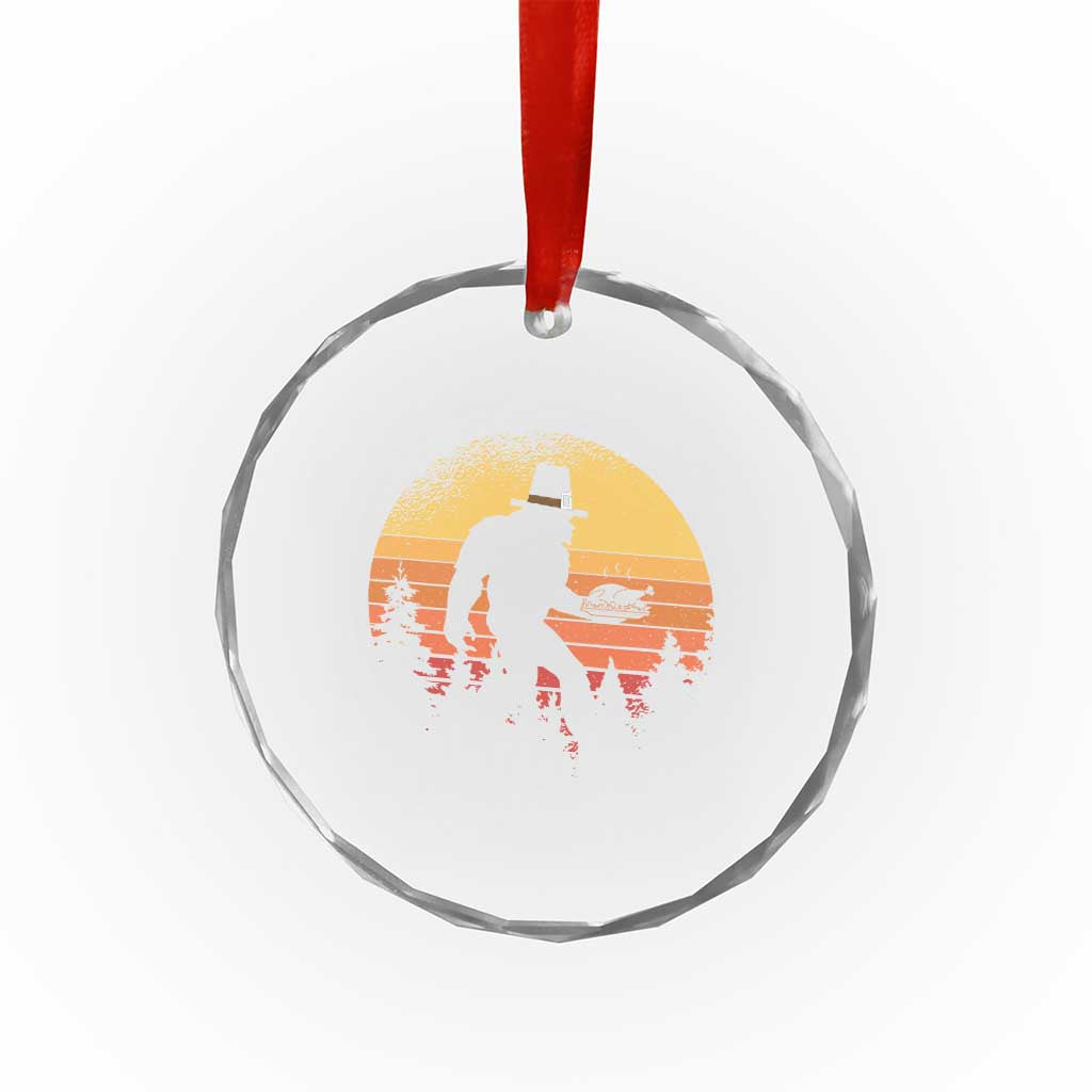 Bigfoot Pilgrim Turkey Pumpkin Thanksgiving Day Crystal Glass Ornament TS11 Print Your Wear