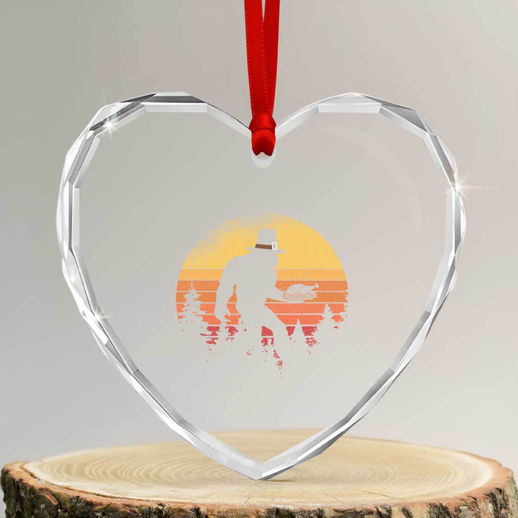 Bigfoot Pilgrim Turkey Pumpkin Thanksgiving Day Heart Crystal Glass Ornament TS11 Transparent Glass 3'' Heart Print Your Wear