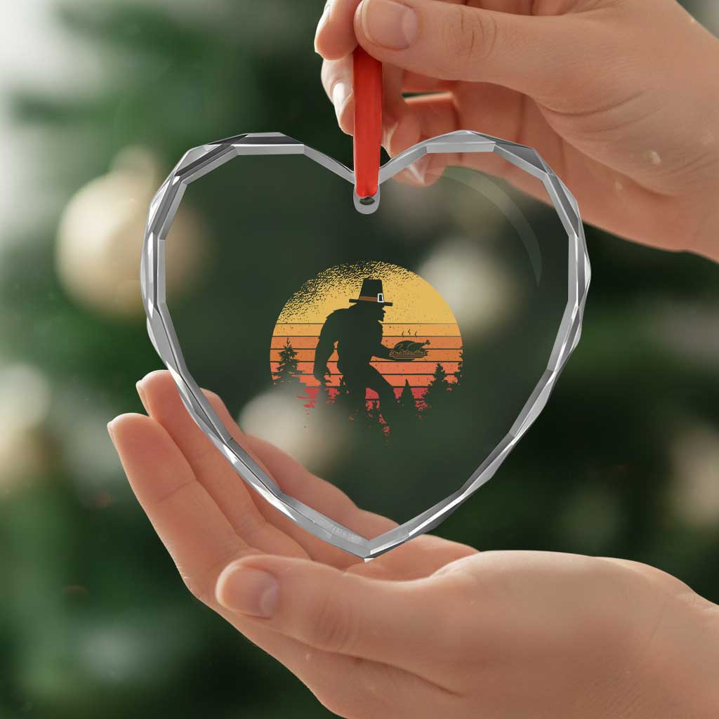 Bigfoot Pilgrim Turkey Pumpkin Thanksgiving Day Heart Crystal Glass Ornament TS11 Print Your Wear