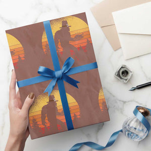 Bigfoot Pilgrim Turkey Pumpkin Thanksgiving Day Wrapping Paper Roll TS11 Mocha Print Your Wear
