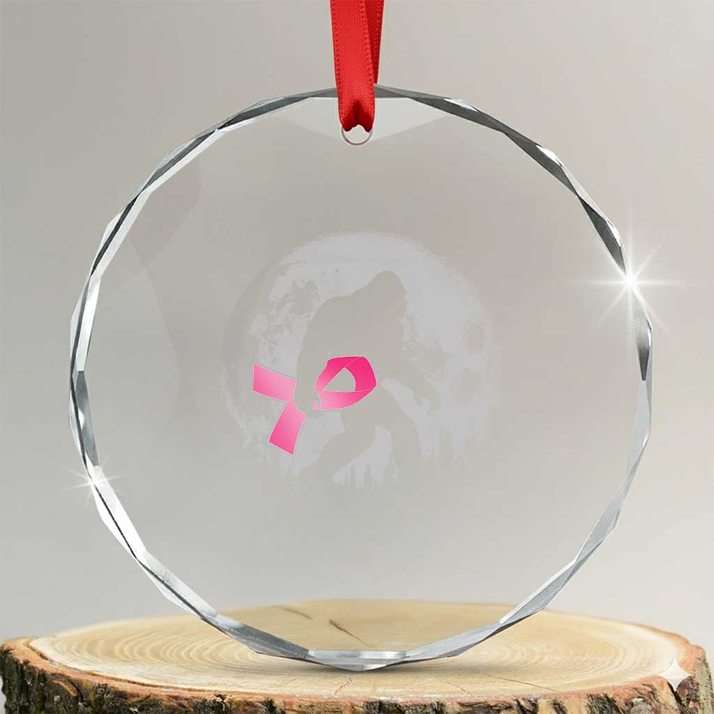Bigfoot Pink Ribbon Breast Cancer Awareness Crystal Glass Ornament TS10 Transparent Glass 3'' Circle Print Your Wear
