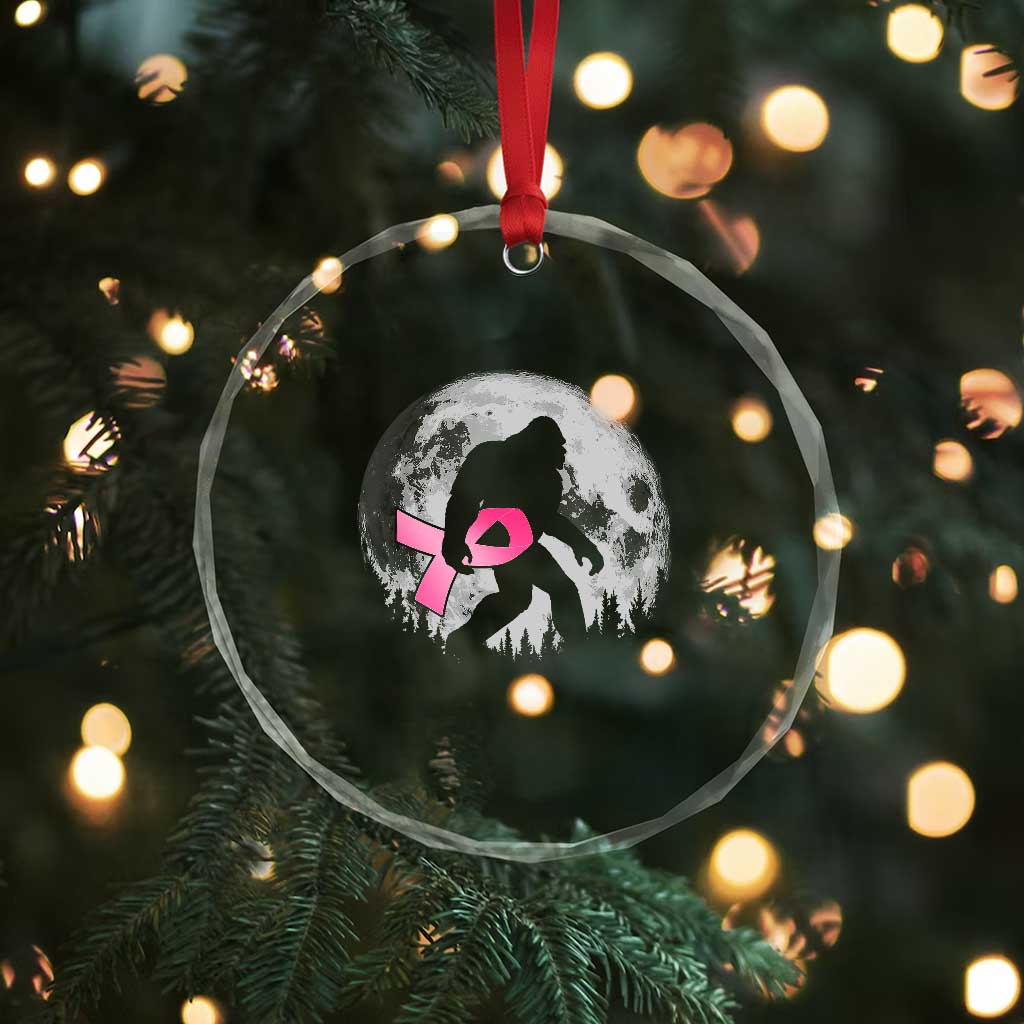 Bigfoot Pink Ribbon Breast Cancer Awareness Crystal Glass Ornament TS10 Print Your Wear