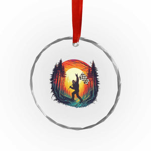 Bigfoot Racing Crystal Glass Ornament Sasquatch Checkered Flag TS14 Print Your Wear