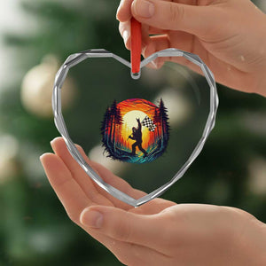 Bigfoot Racing Heart Crystal Glass Ornament Sasquatch Checkered Flag TS14 Print Your Wear