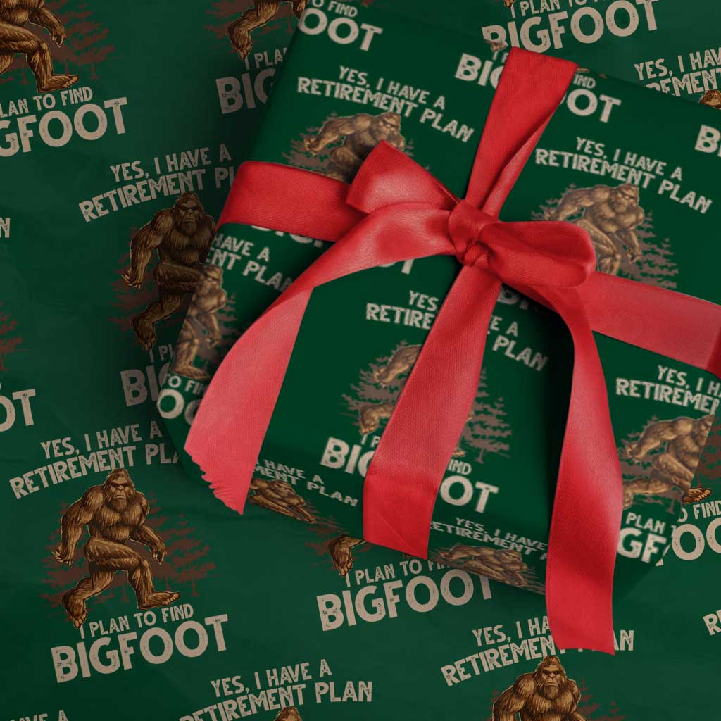 Bigfoot Retirement Plan Wrapping Paper Roll Funny Saying Sasquatch Research TS10 Green Print Your Wear