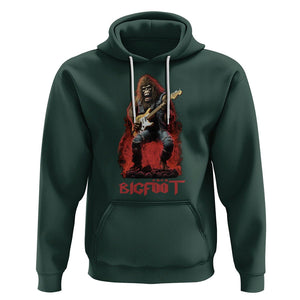 Bigfoot Rock N Roll Hoodie Funny Sasquatch Playing Electric Guitar TS09 Dark Forest Green Printyourwear