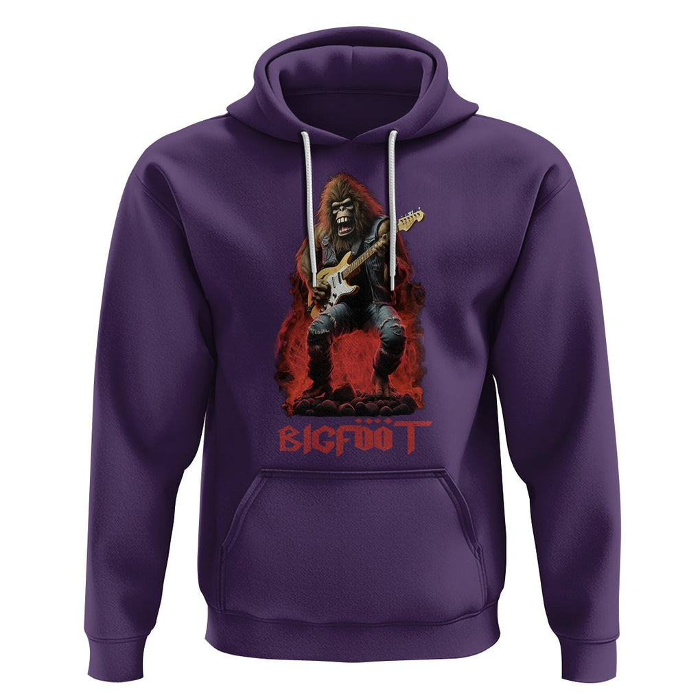 Bigfoot Rock N Roll Hoodie Funny Sasquatch Playing Electric Guitar TS09 Purple Printyourwear