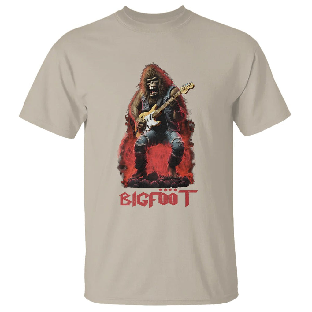Bigfoot Rock N Roll T Shirt Funny Sasquatch Playing Electric Guitar TS09 Sand Printyourwear