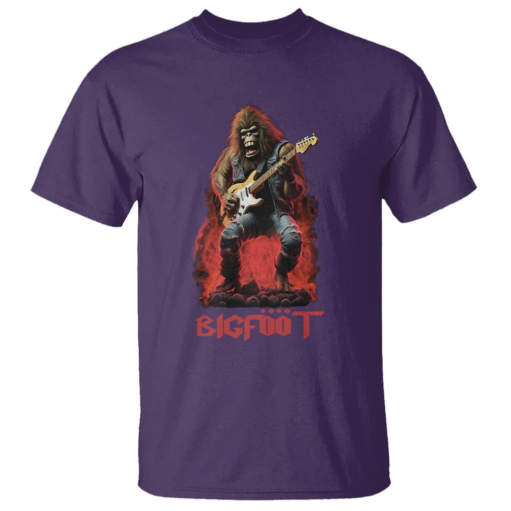 Bigfoot Rock N Roll T Shirt Funny Sasquatch Playing Electric Guitar TS09 Purple Printyourwear