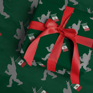 Bigfoot Rock On Hold Mexico Flag Sasquatch Believers Wrapping Paper Roll TS14 Green Print Your Wear