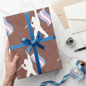 Bigfoot Rock On Trans Pride Flag Wrapping Paper Roll Sasquatch LGBTQ Ally