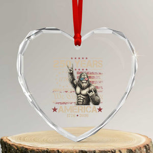 Bigfoot Sasquatch USA 250th Anniversary Heart Crystal Glass Ornament Retro 250 Years 1776 2026 4th of July Independence Day